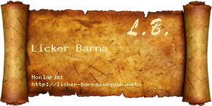Licker Barna névjegykártya